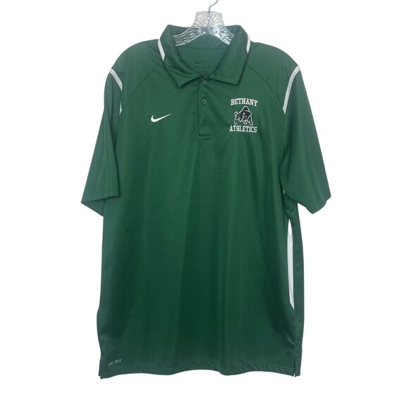 Nike Bethany College Athletics Polo Shirt Mens Large Green DriFit Golf - Picture 1 of 8